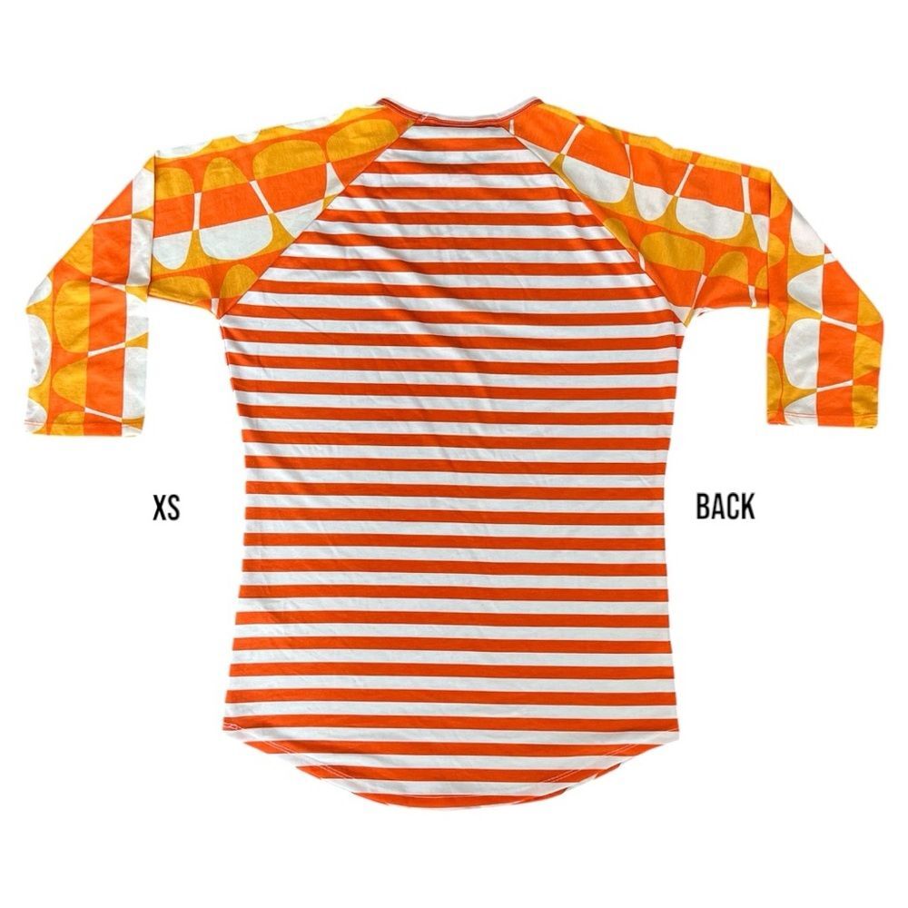 Lularoe XS Candycorn Stripe 3/4 Sleeve Orange White Casual Festive Collectible - Picture 2 of 8